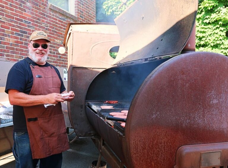 burgers on grill