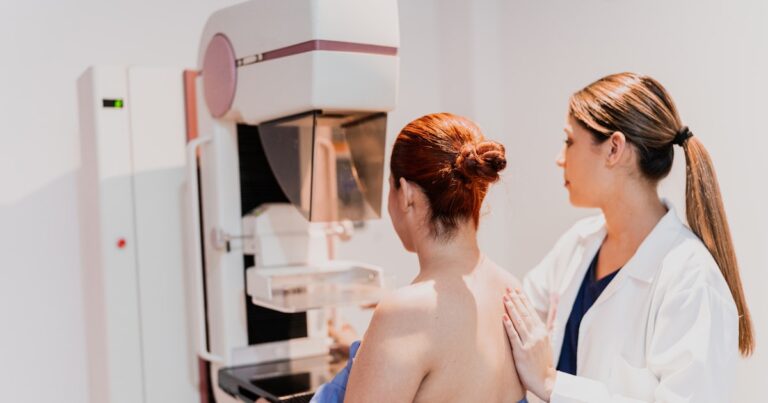 doctor doing mammogram exam